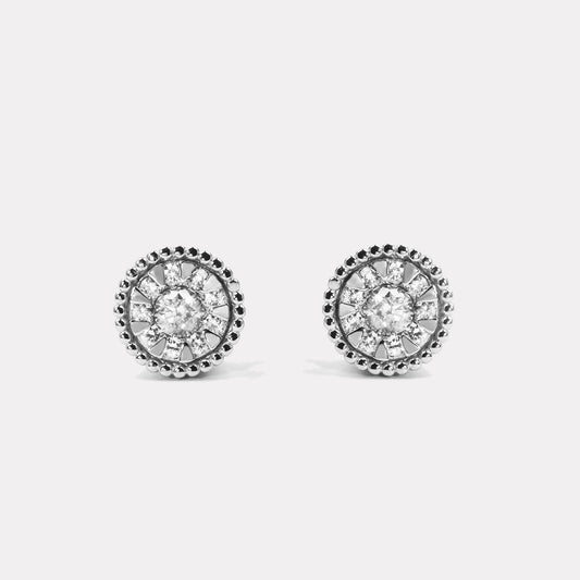 Classic Pavé Diamond Round Studs - EDD16035