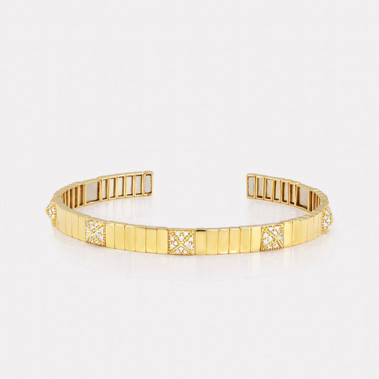 Gold Bangle with Pavé Diamond Pyramid - BGTC21118