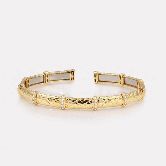 Bamboo Weaving Pavé Diamond Bangle - BGTC21120