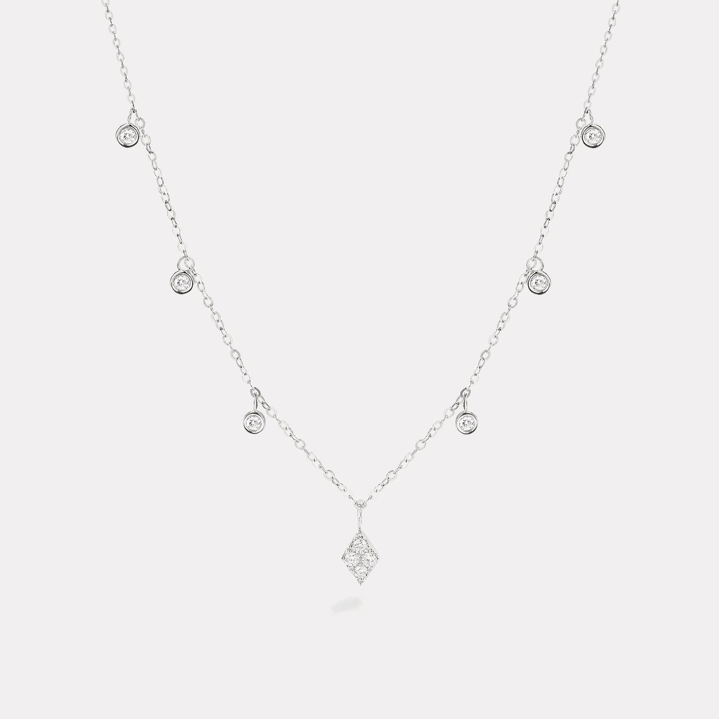 Rhombus Diamond Station Necklace - NDD20048