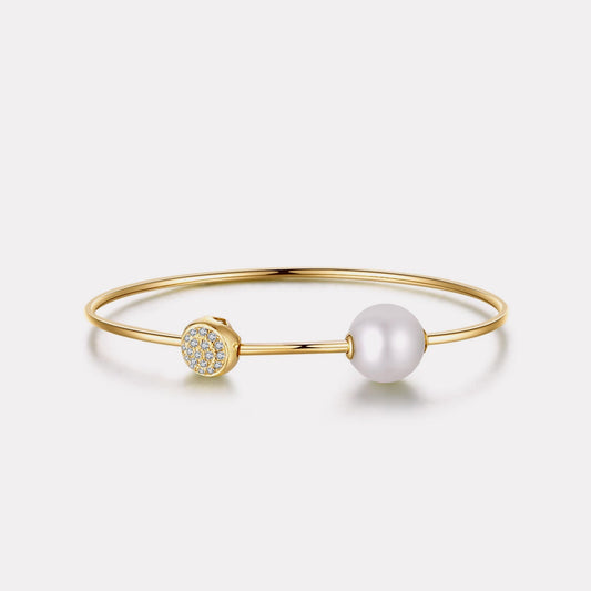 Natural White Pearl Diamond Bangle - BGHT19286